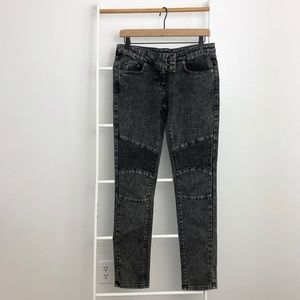 Carmar LF Black Acid Washed Moto Skinny Jeans